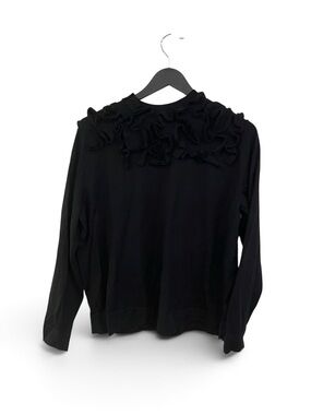 COS Black Ruffle-Detail Long Sleeve Sweatshirt
